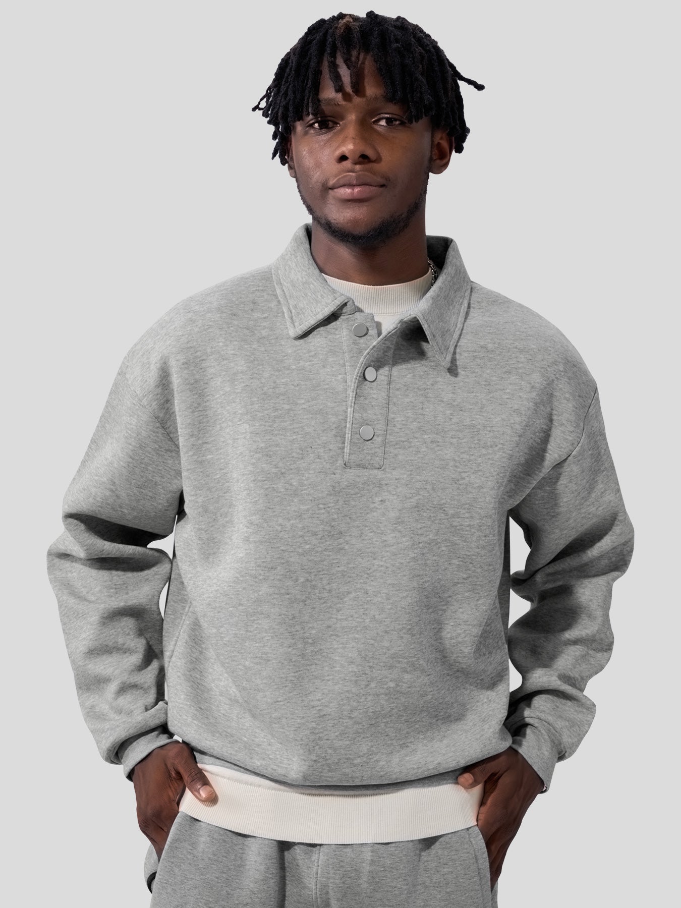 CozySpacer Polo Button Sweatshirt