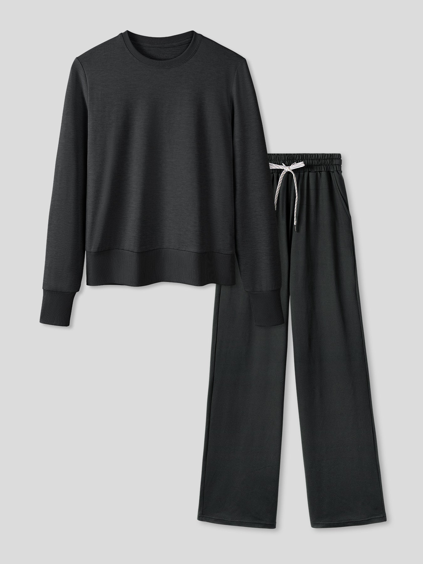 Women Velou Long Sleeve Tee and Wide Leg Pant Set