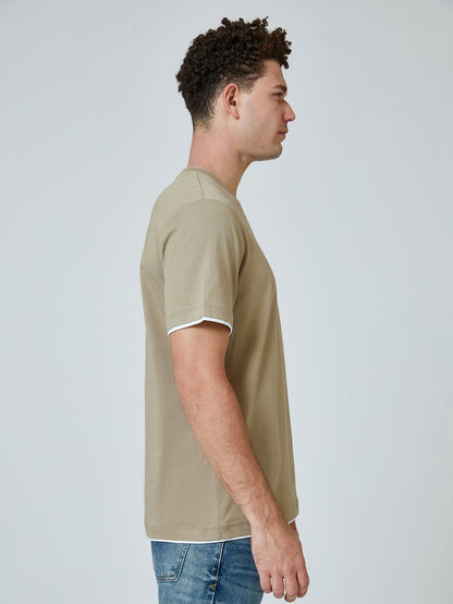 Khaki With White Double Layer Tee