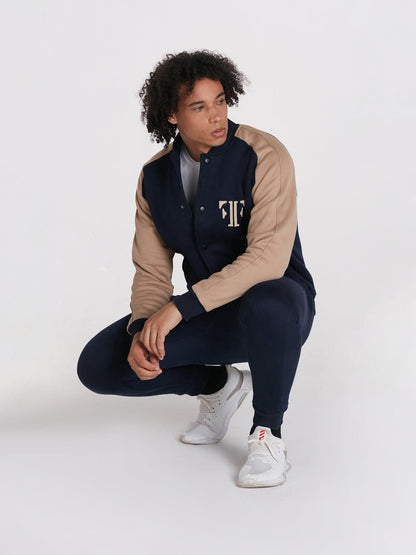 Contrast Color Varsity Jacket