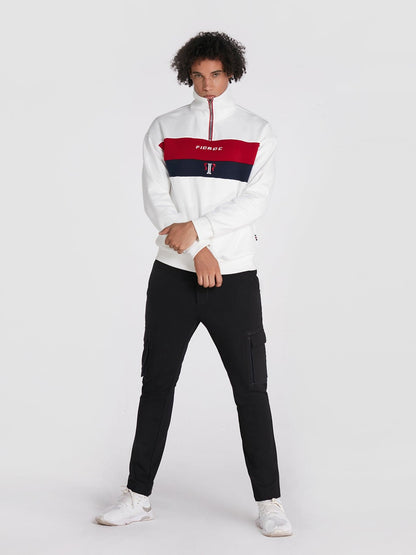 Color Block High Neck Half-Zip Sweatshirt