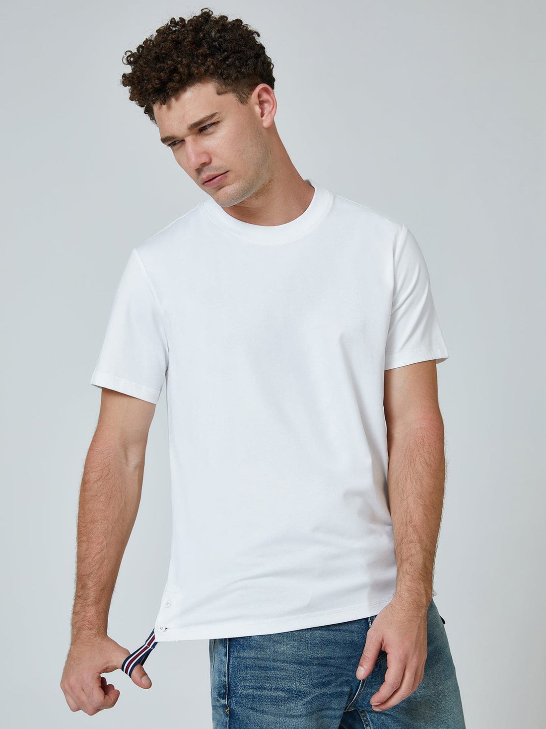 Basic Tee With Side Button Detail Hem